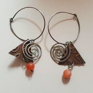 Burnished gold tone geometric earrings